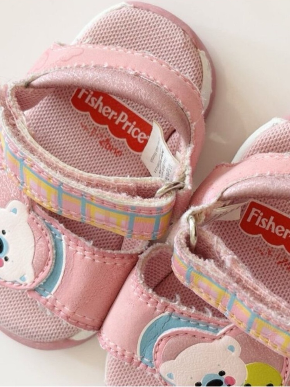 90s Y2K Vintage Fisher Price Infant Footwear Pink Bear Plaid Size US 1 - Picture 2 of 6